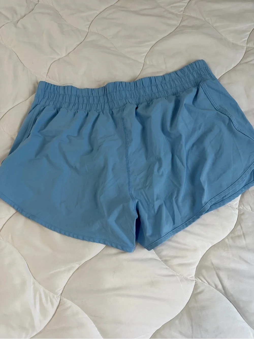 Women's Light Blue Athletic Running Shorts with Elastic Waist
